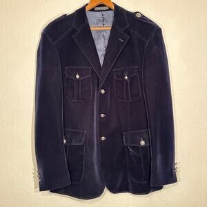 Men's Navy Blazer with Silver Accents